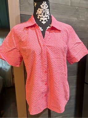 Vintage Erika Short-Sleeve Button-Up Shirt - Pink Pattern